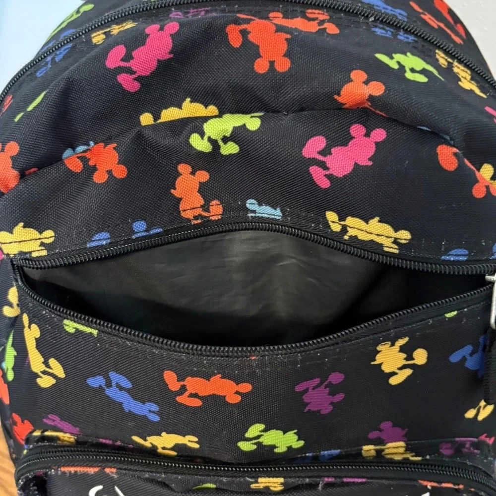 Walt Disney World Mickey Mouse Rainbow‎ Silhouette Black Canvas Backpack Bag